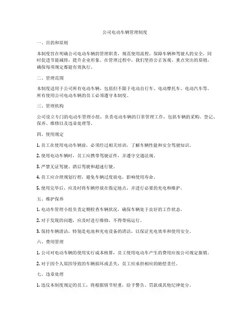 公司电动车辆管理制度