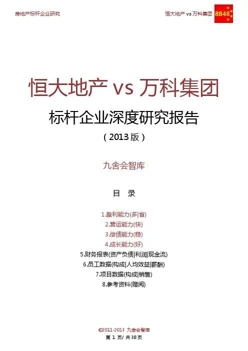 恒大地产vs万科2013标杆企业深度研究报告(九舍会智库)