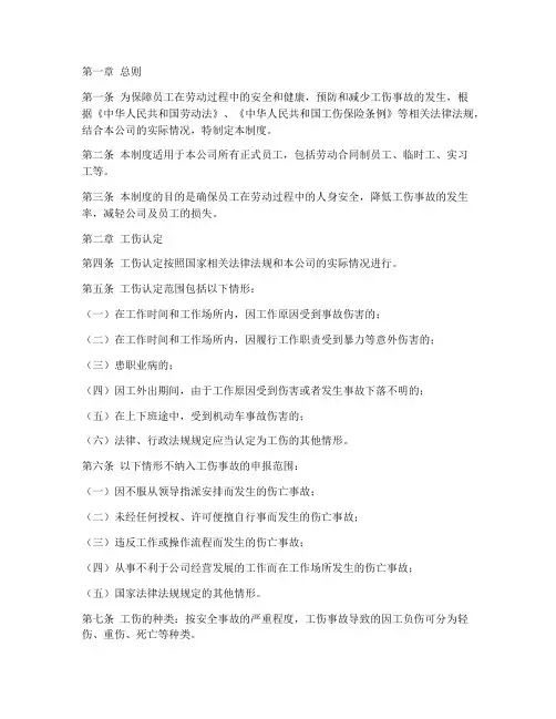 公司员工工伤管理制度范本