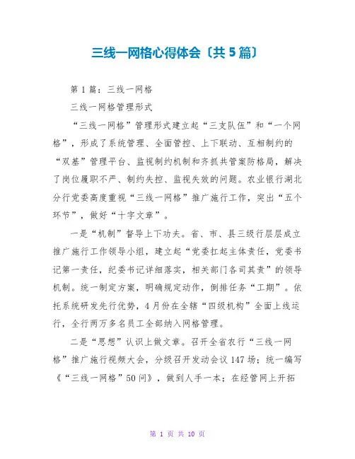 三线一网格心得体会(共5篇)