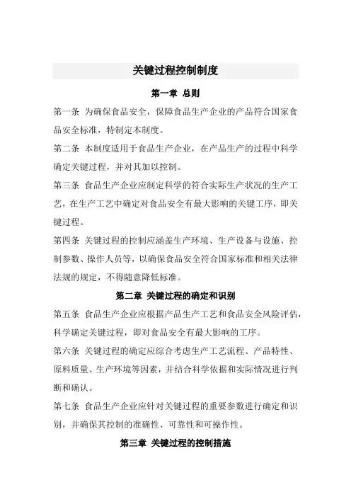 关键过程控制制度(经典)