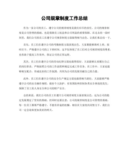 公司规章制度工作总结
