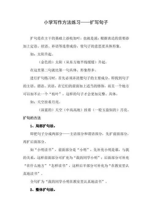 小学写作方法练习——扩写句子