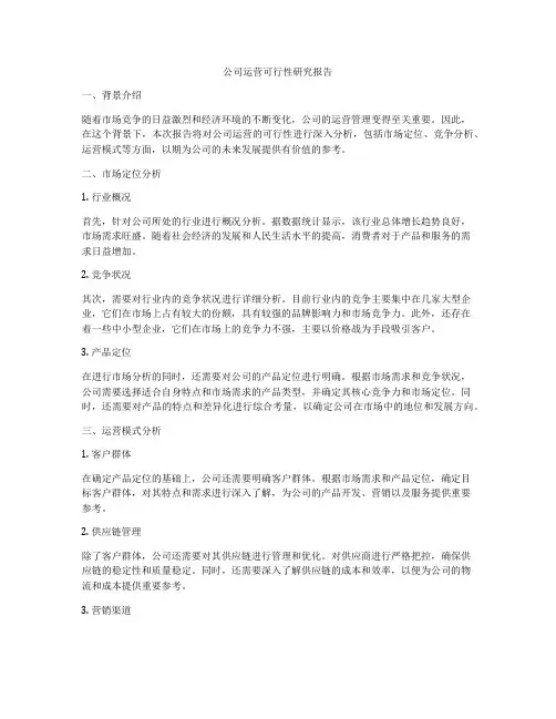 公司运营可行性研究报告
