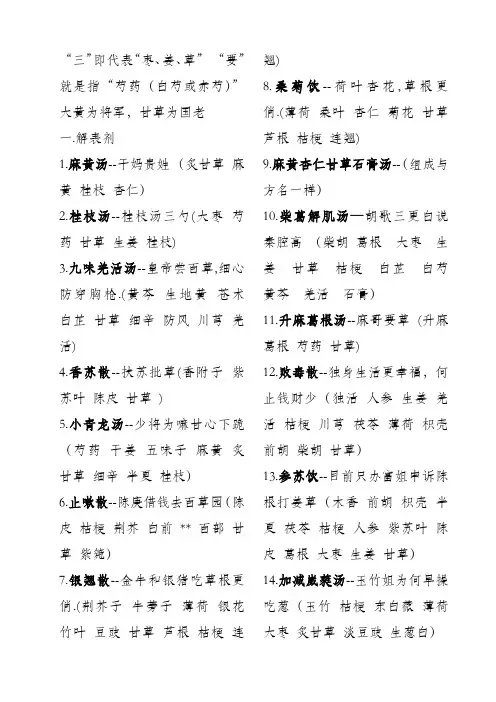 (完整版)方剂趣味记忆第二版