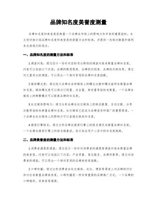 品牌知名度美誉度测量