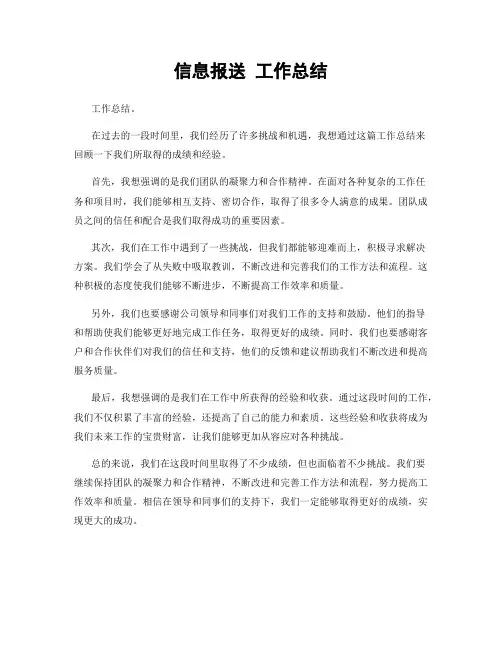信息报送 工作总结
