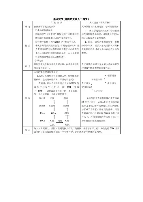 基因突变（自然突变和人工诱变）