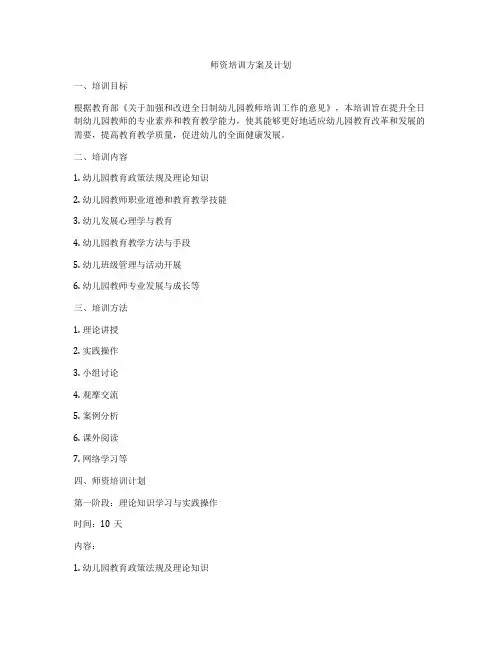 师资培训方案及计划