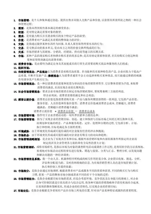 市场营销名词解释