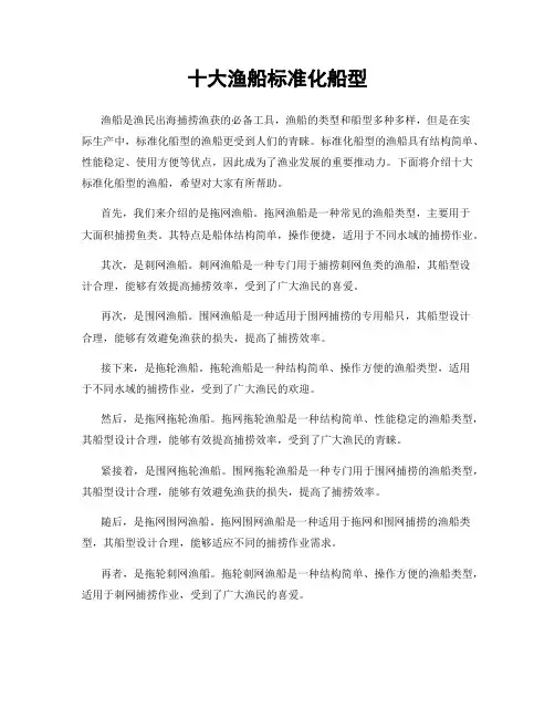 十大渔船标准化船型