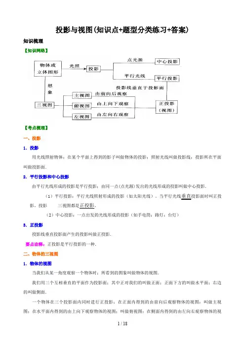 投影与视图(知识点+题型分类练习+答案)