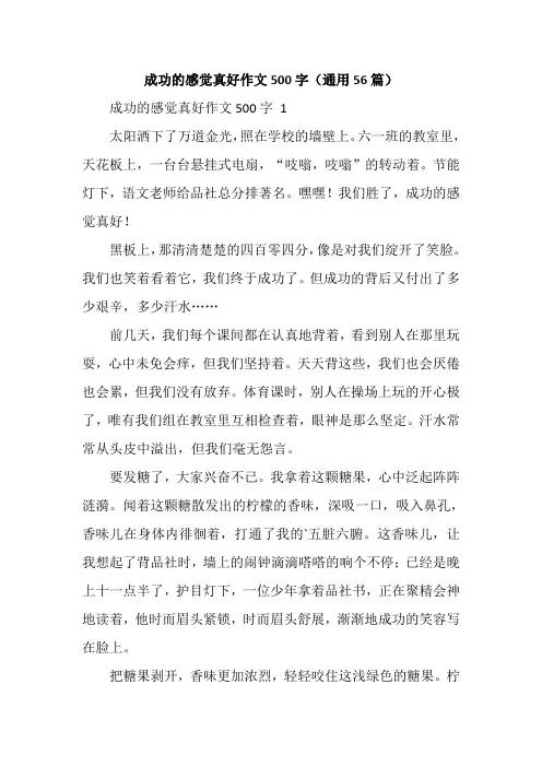 成功的感觉真好作文500字(通用56篇)