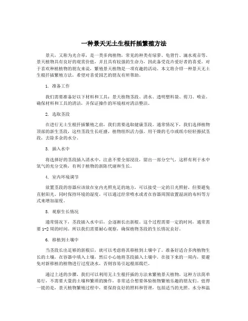 一种景天无土生根扦插繁殖方法