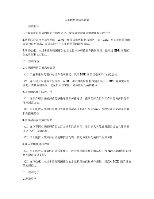 多重耐药菌培训计划