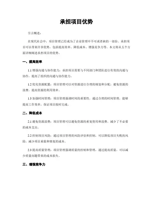 承担项目优势