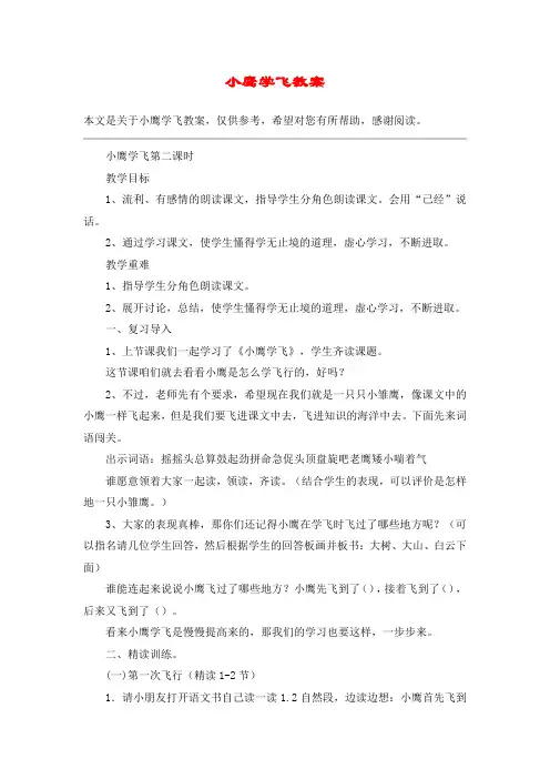 小鹰学飞教案_教案教学设计_1