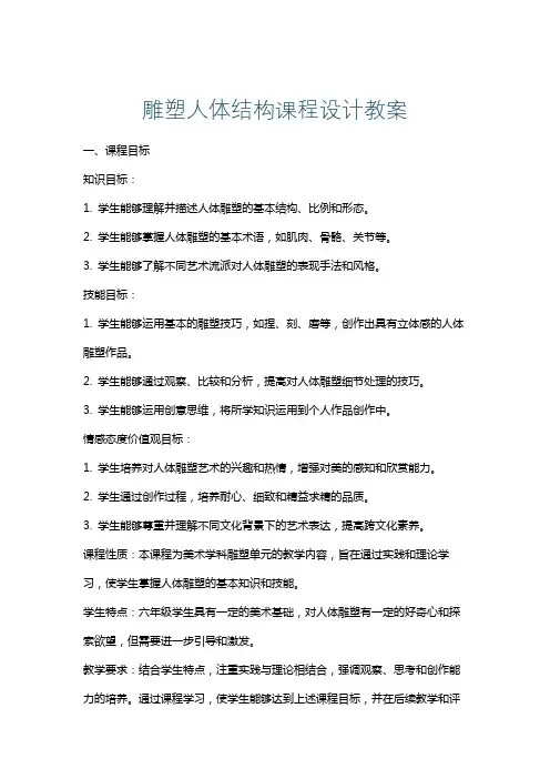 雕塑人体结构课程设计教案