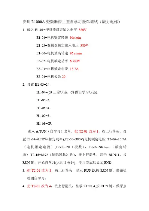 安川L1000A变频器慢车调试(康力电梯)