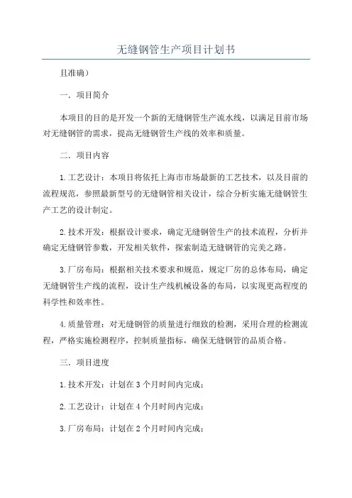 无缝钢管生产项目计划书