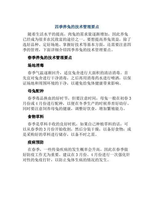 四季养兔的技术管理要点