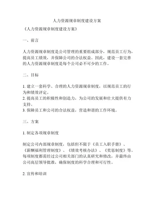 人力资源规章制度建设方案