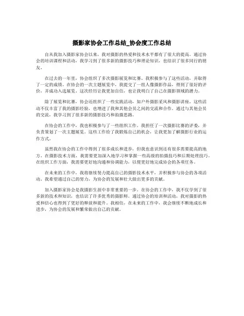 摄影家协会工作总结_协会度工作总结