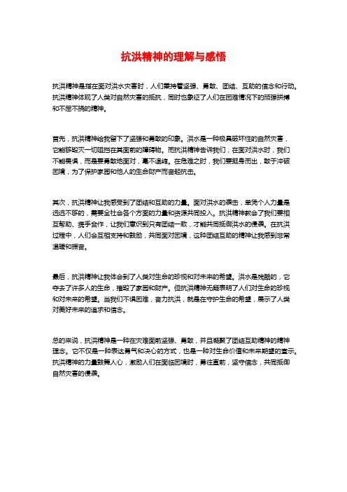 抗洪精神的理解与感悟