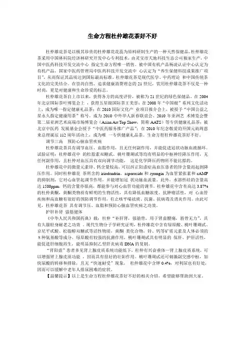 生命方程杜仲雄花茶好不好