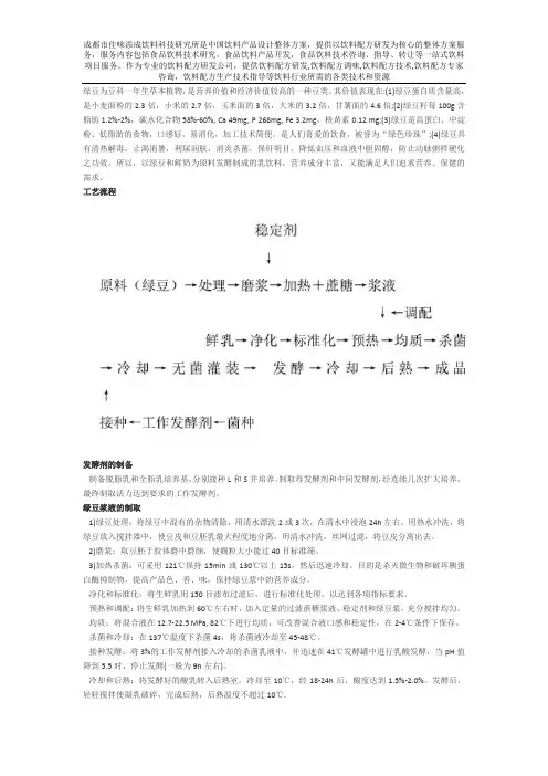 绿豆发酵乳饮料配方的技术开发