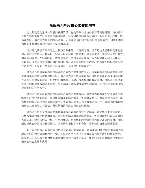 浅析幼儿阶段核心素养的培养