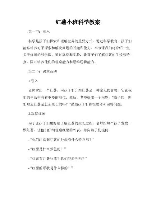 红薯小班科学教案