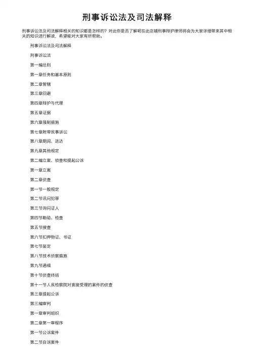 刑事诉讼法及司法解释