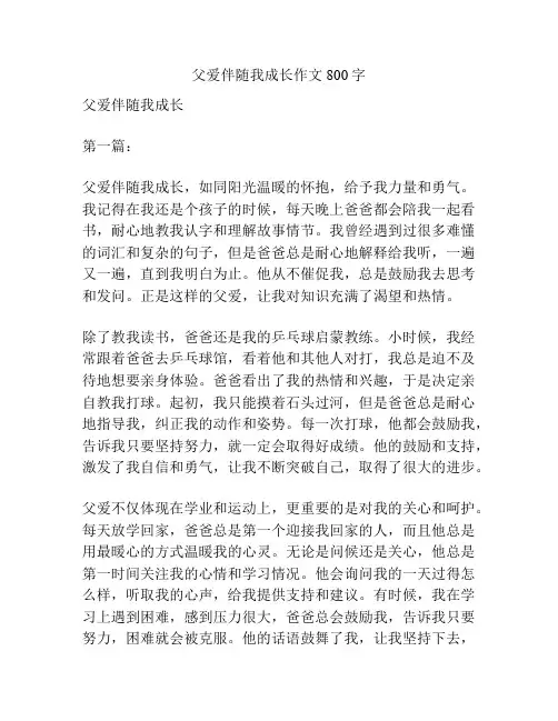 父爱伴随我成长作文800字