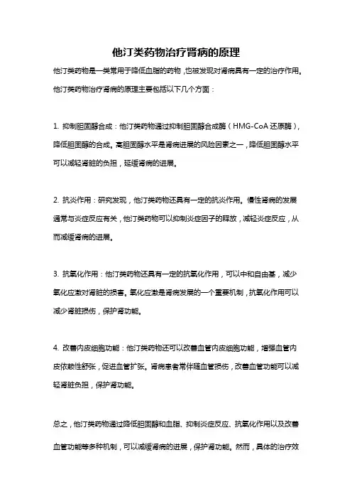 他汀类药物治疗肾病的原理