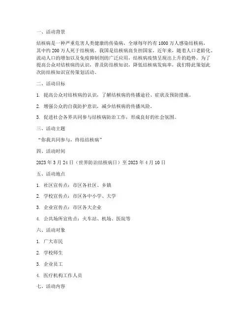 防结核知识宣传策划活动