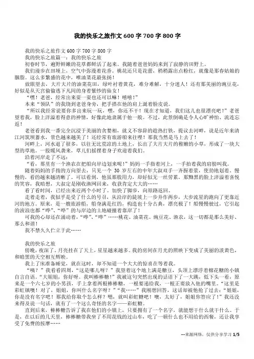 我的快乐之旅作文600字700字800字