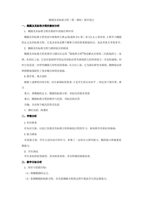 椭圆及其标准方程