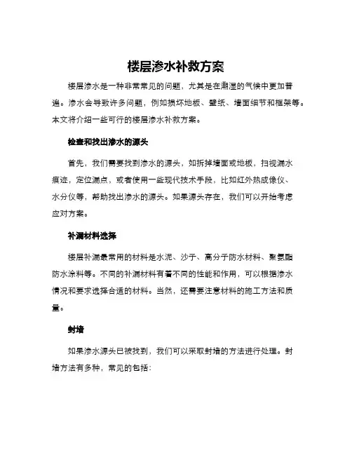 楼层渗水补救方案