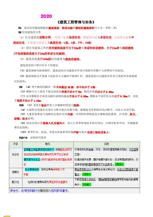 2020年一建建筑实务全书考试复习重点精选