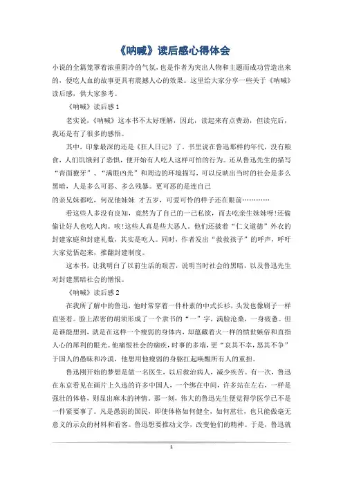 《呐喊》读后感心得体会