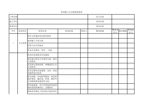 雨季施工检查表