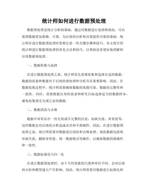 统计师如何进行数据预处理