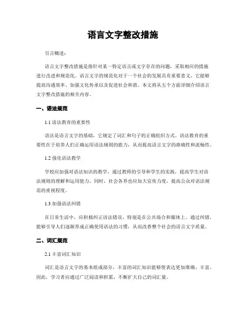语言文字整改措施