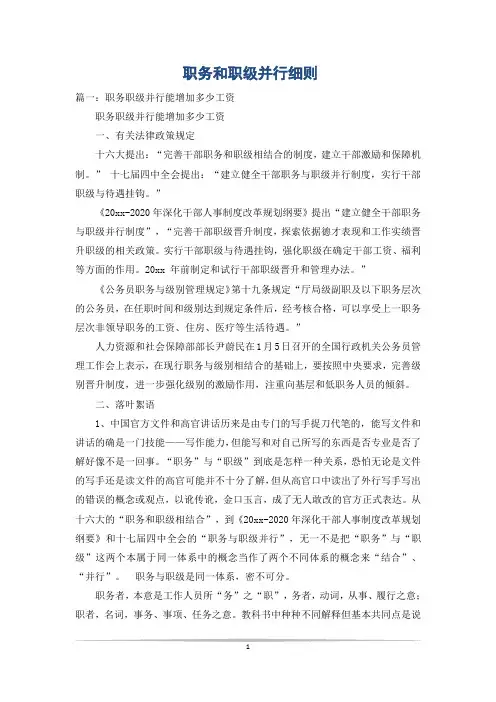 职务和职级并行细则