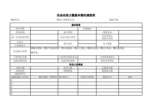 应急力量基本情况调查表 表格
