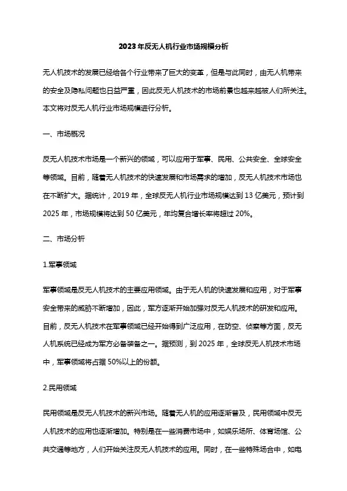 2023年反无人机行业市场规模分析