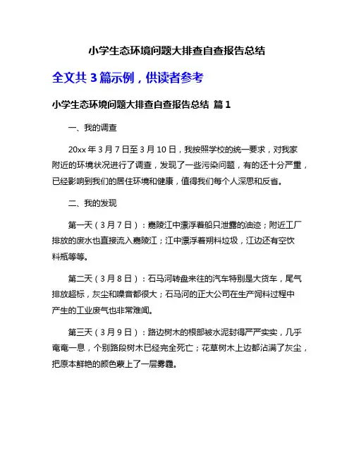 小学生态环境问题大排查自查报告总结