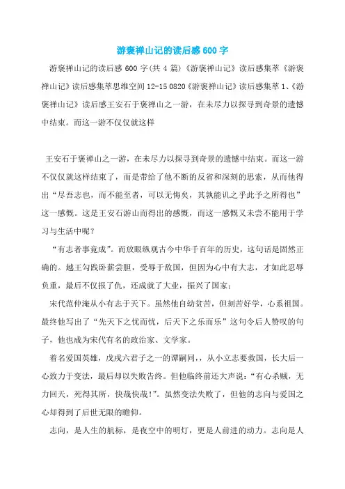游褒禅山记的读后感600字