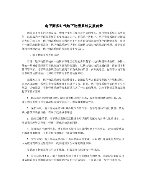 电子商务时代地下物流系统发展前景